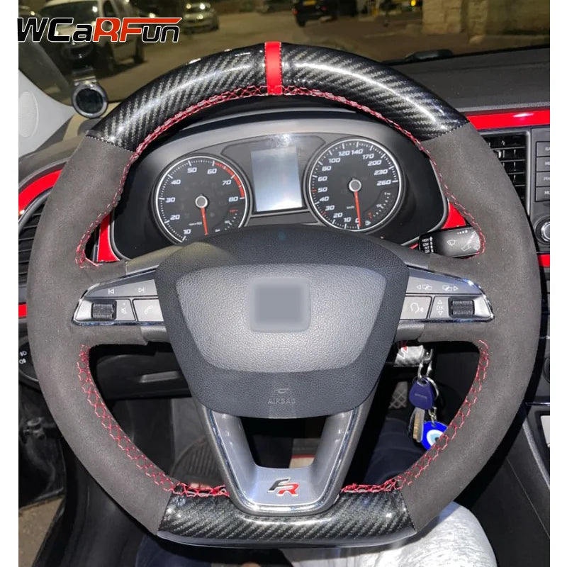 Leather Suede Car Steering Wheel Cover For Seat Leon Cupra R Leon ST Cupra Leon ST Cupra Ateca Cupra Ateca FR