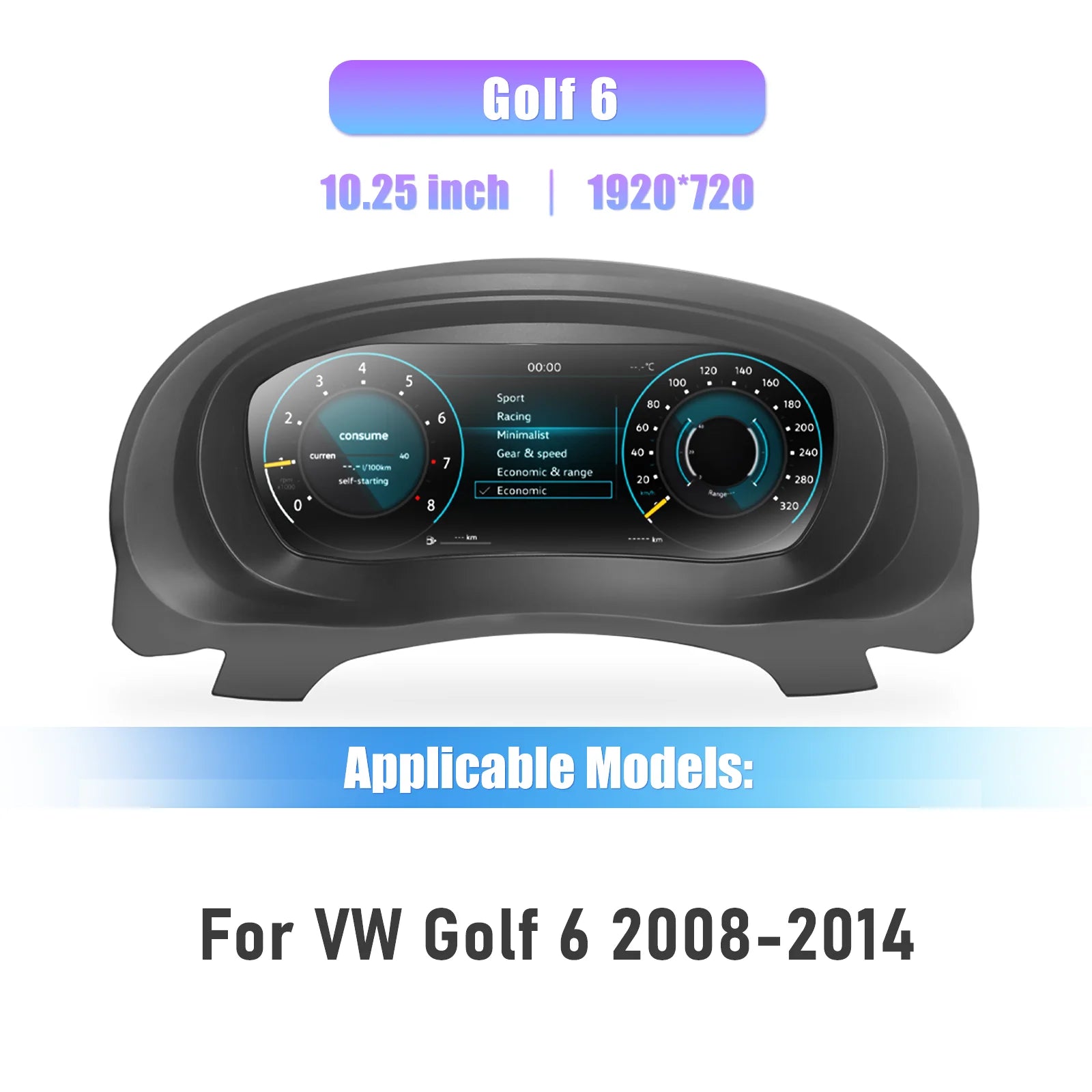 Digital Dashboard Cluster For VW Golf  2004-2020 Years Virtual Cockpit