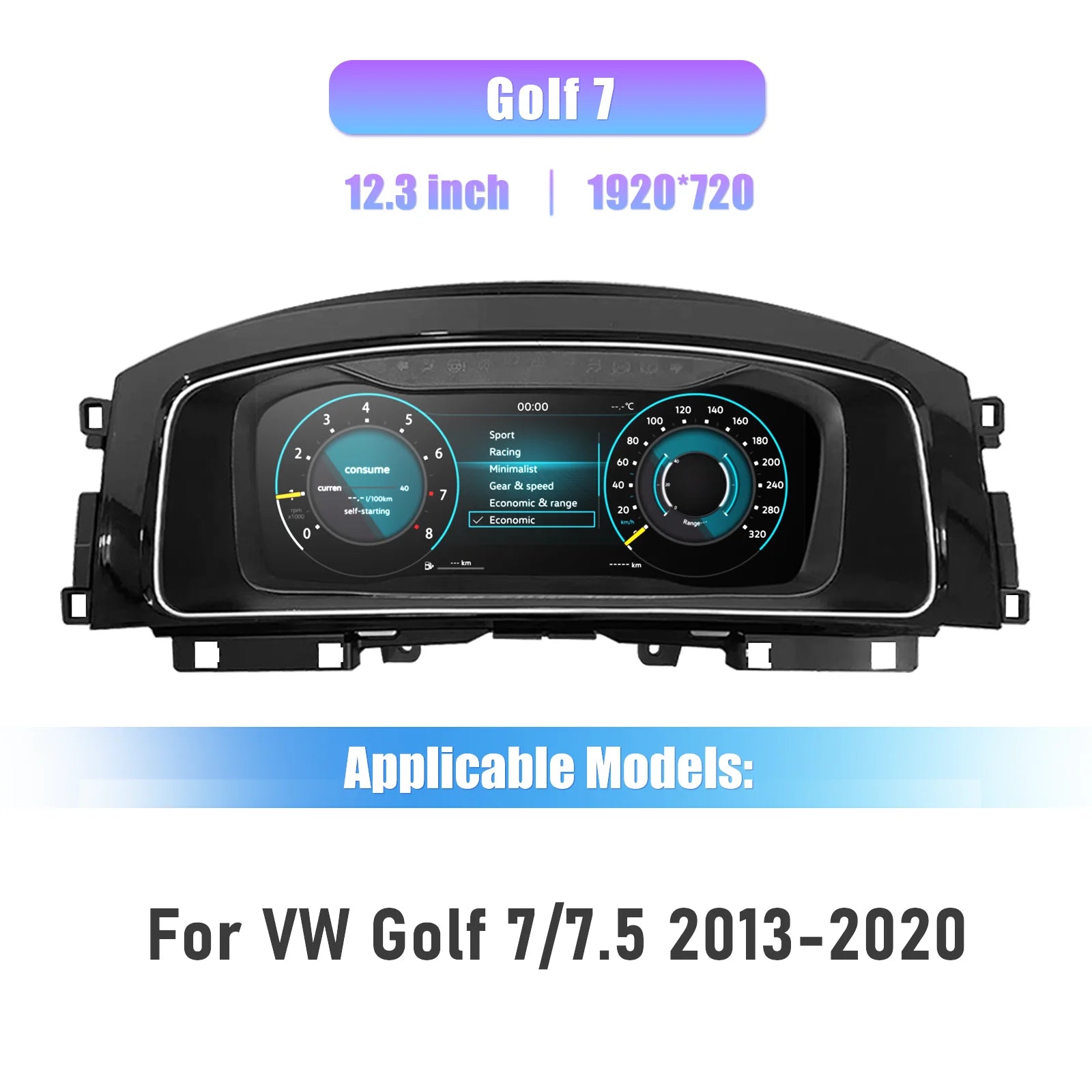 Digital Dashboard Cluster For VW Golf  2004-2020 Years Virtual Cockpit