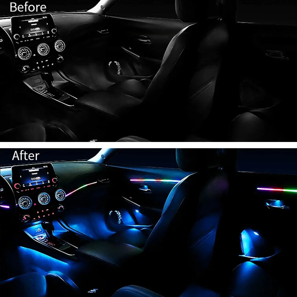 18IN1 Full Color Streamer Car Ambient Lights RGB 64 Color Universal LED Interior