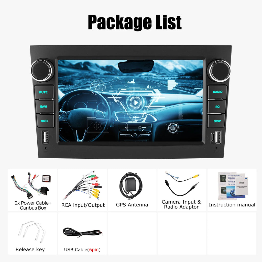 Black colour Vaxhaull Corsa Carplay 2006-2014