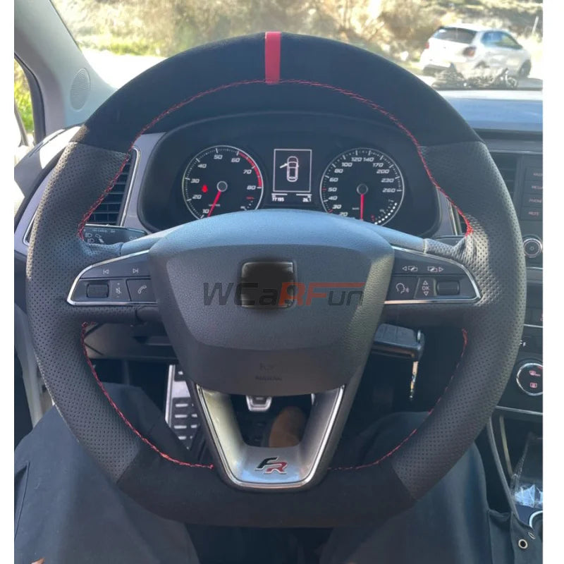 Leather Suede Car Steering Wheel Cover For Seat Leon Cupra R Leon ST Cupra Leon ST Cupra Ateca Cupra Ateca FR