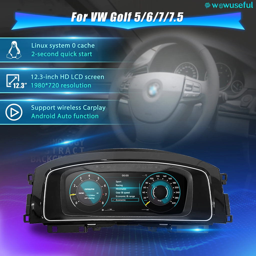 Digital Dashboard Cluster For VW Golf  2004-2020 Years Virtual Cockpit