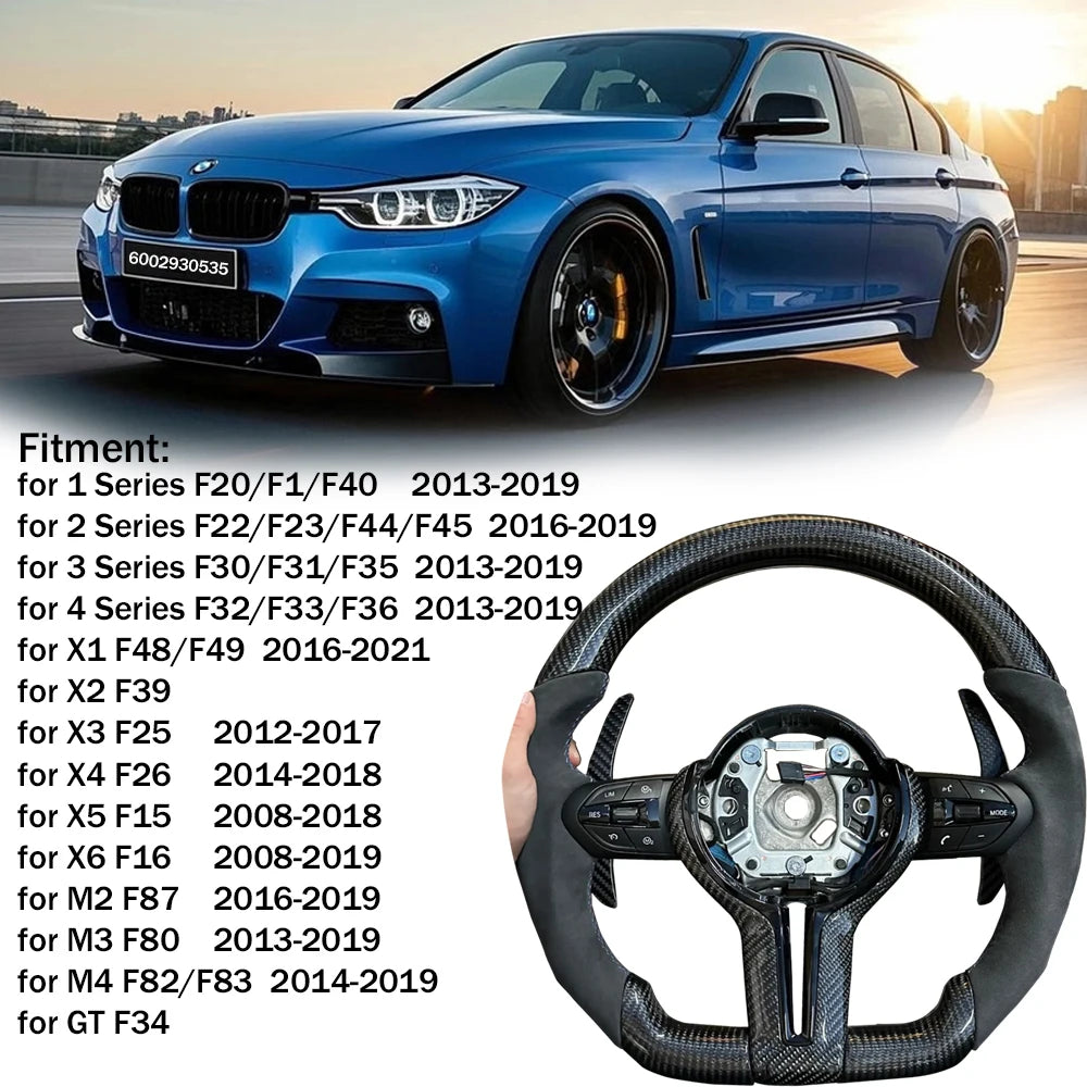 Steering Wheel Alcantara For Bmw F30 F10 F31 F20  E90 F01 F90 F25 F22 F36 F33 F32 M3 M5 F11 Carbon fibre